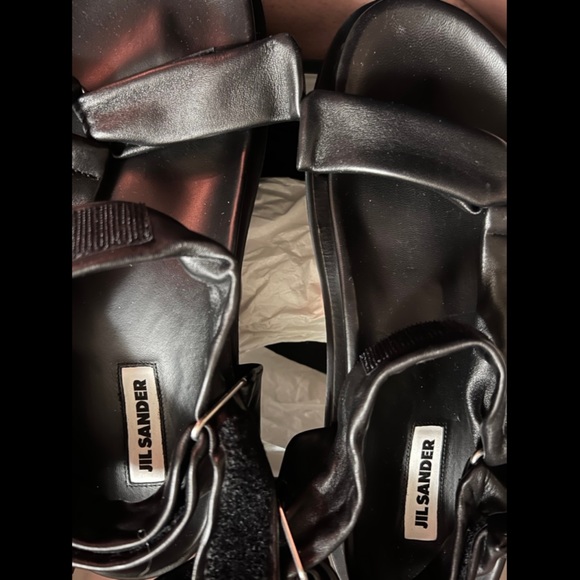 Jill Sander Black Sheepskin Sandals. main image 6